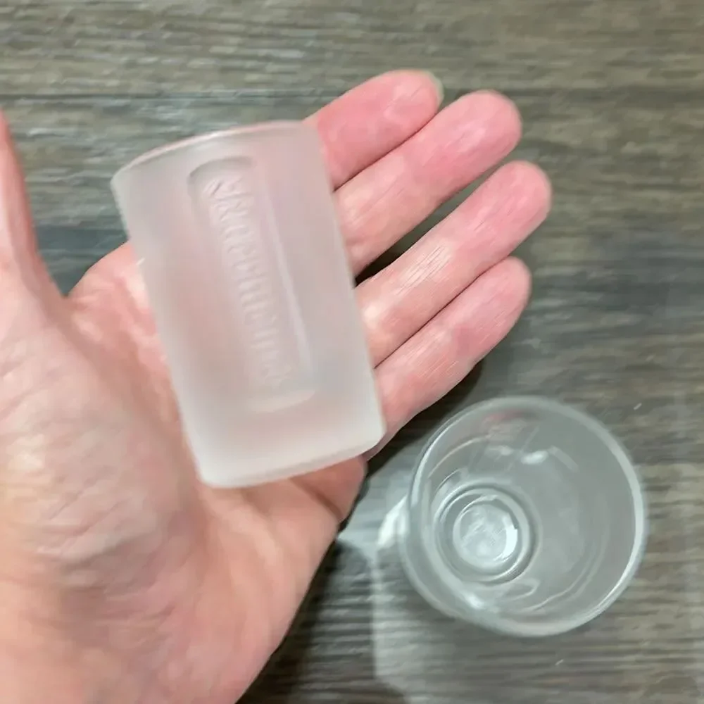 Pair of Embossed Jagermeister Frosted Glass 1 fl. oz Shot Glasses Barware Bar